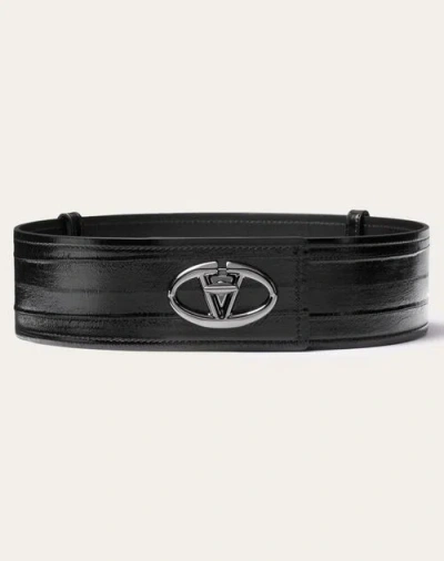 Valentino Garavani Vlogo The Bold Edition Eel Skin Belt 60 Mm Woman Black M