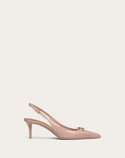 Valentino Garavani Vlogo The Bold Edition Slingback Pumps In Patent Leather 60mm Woman Beige Rose 41