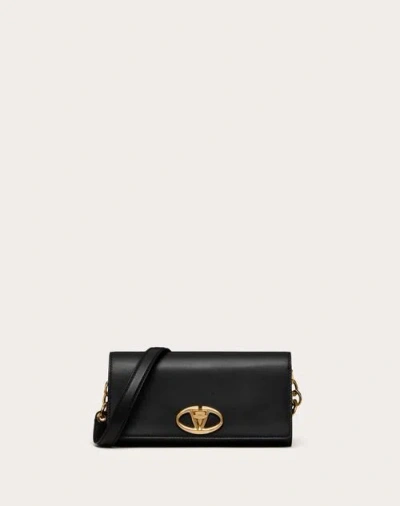 Valentino Garavani Vlogo The Bold Edition Wallet With Shoulder Strap In Nappa Woman Black Uni