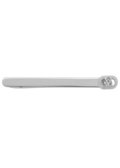 Valentino Garavani Vlogo Tie Clip In Silver