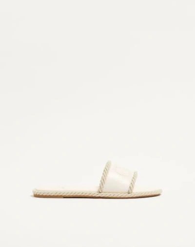 Valentino Garavani Vlogo Torchon Slide Sandal In Nappa Leather Woman Ivory 35 In White