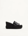 Valentino Garavani Vlogo Torchon Wedge Slide In Nappa 100mm Woman Black 41 In Black