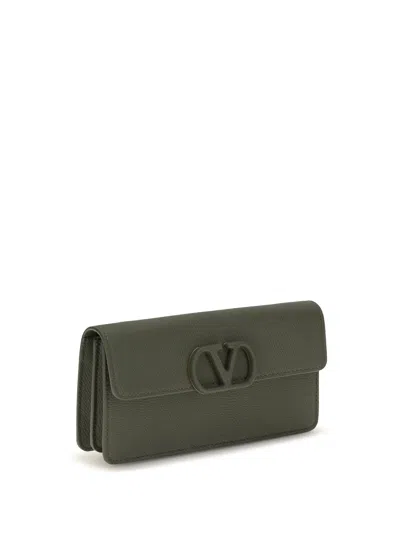 Valentino Garavani Vlogo Wallet On Chain In Green