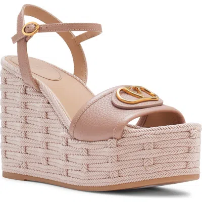 Valentino Garavani Wedge Espadrillas Vlogo Signature T. 45 In Pink