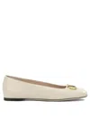 Valentino Garavani Vlogo White Lamb Leather Goat Leather Classic Ballet Flats In Neutral