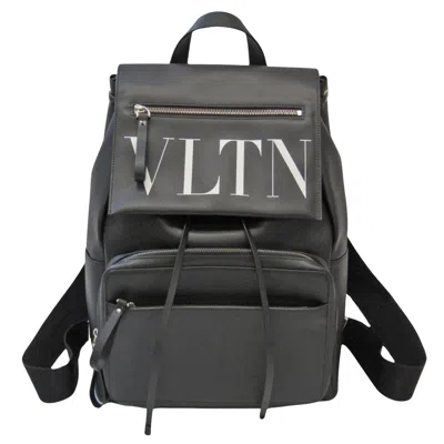 Valentino Garavani Vltn Black Leather Backpack Bag ()