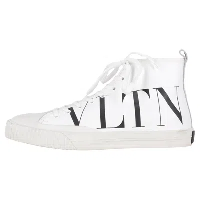 Pre-owned Valentino Garavani Vltn Logo High-top Leather Sneakers In Gray