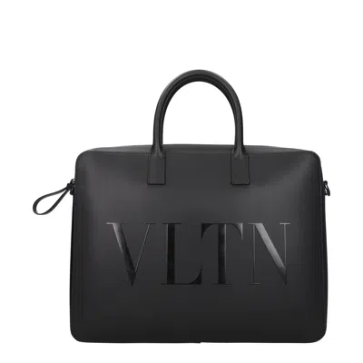 Valentino Garavani Vltn Men's Work Bags Leather Black/black