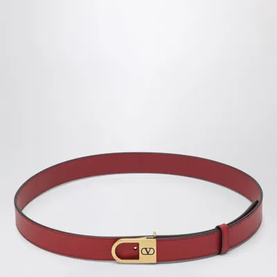 Valentino Garavani Volgo Signature Red Belt In Burgundy