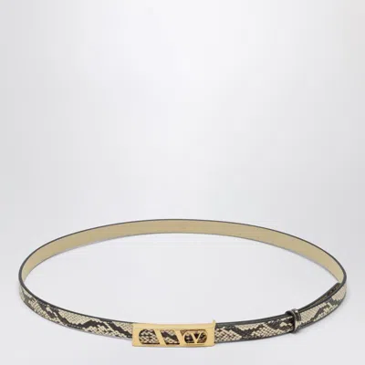 Valentino Garavani Volgo Signature Belt With Python Print In Sand