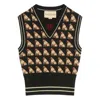 Valentino Petit Charles Jacquard Wool Gilet In Black