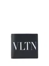Valentino Vltn Logo Leather Bi-fold Wallet In Nerobianco