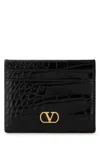 Valentino Portacarte Vlogo In Pelle Nera Donna