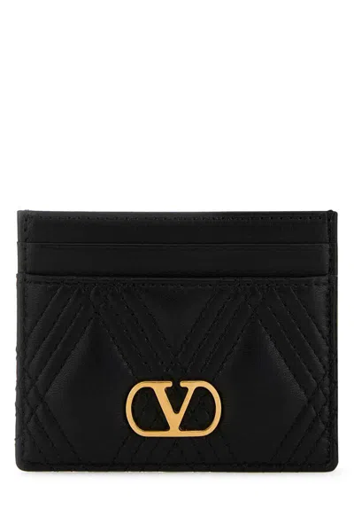 Valentino Garavani Portacarte Quiltie 67 In Nappa Nera Donna In Black