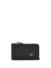 Valentino Signature Cardholder With Antique Palladium Hardware In Black