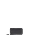 Valentino Rockstud Zipped Wallet In Black
