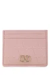 Valentino Vlogo Plaque Cardholder In Pink