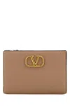 Valentino Powder Pink Leather Vlogo Wallet In Brown