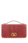 Valentino Vlogo Signature Velvet Chain Wallet With Jewel Logo In Red