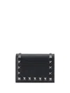 Valentino Rockstud Compact Leather Wallet In Black