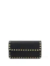 Valentino Garavani Rockstud Calfskin Cardholder With Zip Woman Black Uni In Black