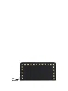Valentino Garavani Rockstud Flap French Wallet In Black