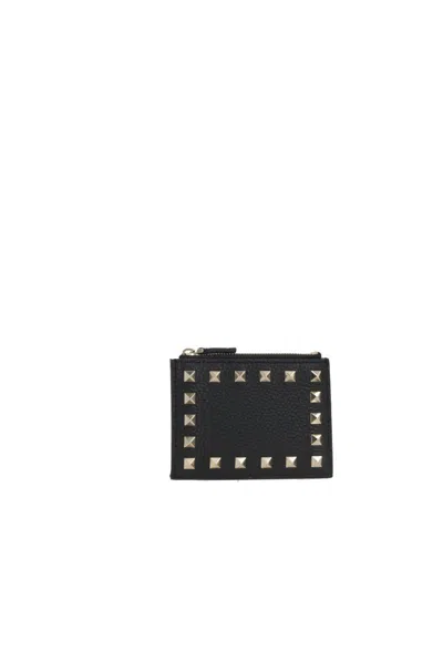 Valentino Garavani Rockstud Flap Wallet In Black