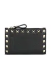 Valentino Rockstud Zipper Coin Card Holder In Black