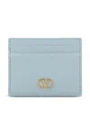 Valentino Womens Blu Porcellana Vlogo Signature Grainy Leather Card Holder In Porcelain Blue