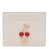 Valentino Cherry Motif Leather Cardholder Textured In White