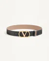 Valentino Garavani Reversible Vlogo Signature Belt In Glossy Calfskin 40 Mm Woman Black/beige 100
