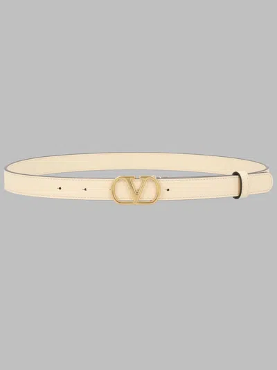 Valentino Garavani Designer Leather Belt In Neutral