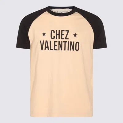 Valentino Garavani White And Black Cotton T-shirt In Neutral
