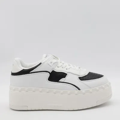 Valentino Garavani White And Black Leather Sneakers