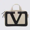 Valentino White And Black Leather Viva Superstar Top Handle Bag In Neutral