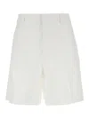 Valentino Garavani White Bermuda Shorts With Tonal Vlogo In Cotton Canvas Woman In Multicolor