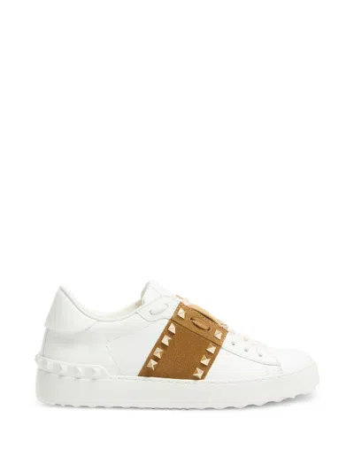 Valentino Garavani Valentino Rockstud Untitled Sneakers In Calfskin With Suede Band In White