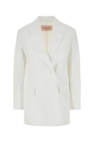 Valentino Single Breast Cotton Jacket In White