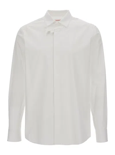 Valentino Garavani White Cotton Flower Application Shirt In Cotton Man