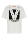 Valentino Womens Brand-print Rhinestone-embellishment Cotton-jersey T-shirt Avorio Nero