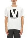 Valentino Crewneck T-shirt With Frontal Logo Print In White