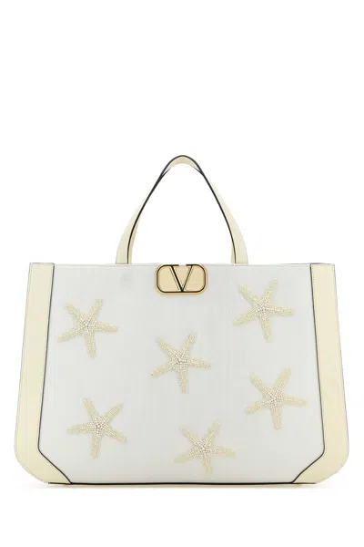 VALENTINO GARAVANI VALENTINO GARAVANI WHITE FABRIC VALENTINO GARAVANI ESCAPE SHOPPING BAG