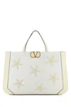 Valentino Structured Silhouette Shopping Bag With Starfish Embellishments In White