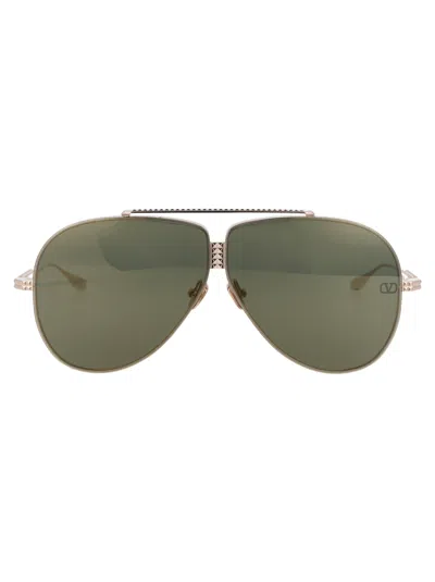 VALENTINO VALENTINO GARAVANI WHITE GOLD TITANIUM SUNGLASSES