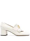 Valentino Garavani Vlogo Signature Fringed Calfskin Pumps 55mm Woman Ivory 41.5 In White
