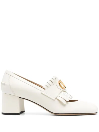 Valentino Garavani Vlogo Signature Fringed Calfskin Pumps 55mm Woman Ivory 41.5 In White