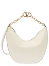 Valentino Garavani White Hobo Bag With Vlogo Detail In Leather Woman In Multicolor