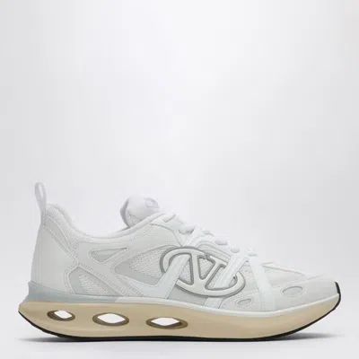 Valentino Garavani White Leather And Fabric Vlogo Easyjog Sneakers In Neutral