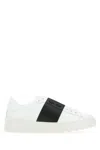 Valentino Blue Calf Leather Bos Taurus Low Top Sneakers In White