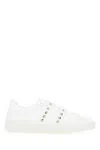 Valentino White Rockstud-embellished Low-top Sneakers